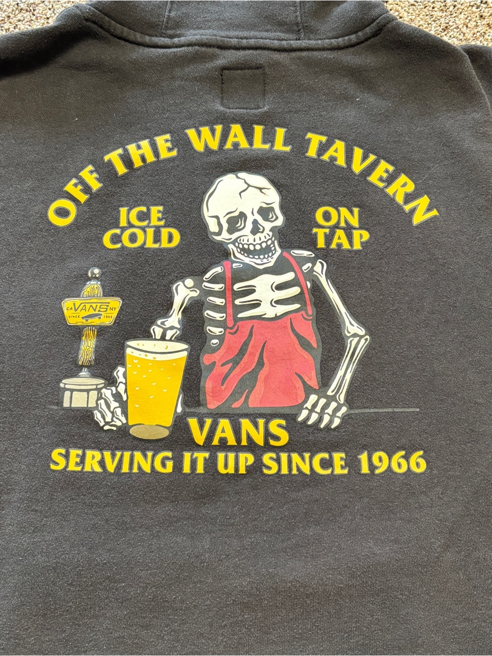 Vans Off The Wall Tavern Skeleton Hoodie Pullover Vtg Black Size Unisex Small